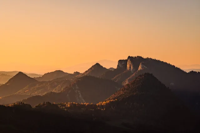 Rocky ridge in golden light.